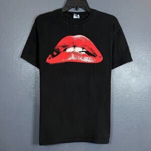 M&O M women’s black t-shirt Rocky Horror Picture Show lips graphic tee 2009